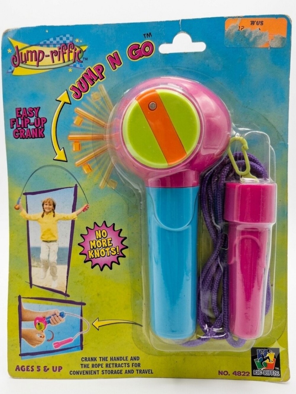 Vintage 2004 Kid-Riffic Jump N Go Retractable Jump Rope New